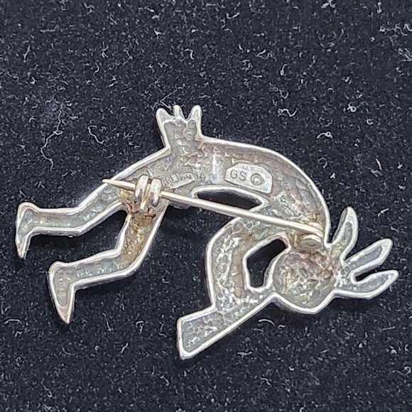 Glen Sandoval (GS) 925 Navajo Kokopelli 1.75 Inch Brooch/Pin Vintage - Picture 7 of 12